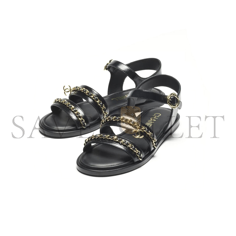 Ch**el sandals calfskin black g46801